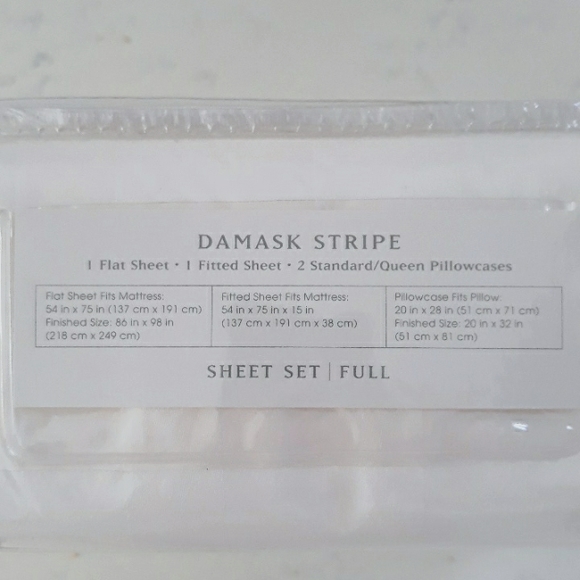 100% Pima Cotton Full-size White Damask Stripe Bedsheet Set by Charter Club - Picture 3 of 5